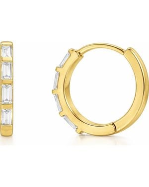 Balacia Baguette Diamond Hoop Earrings - Metallic