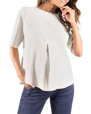 Ingrid & Isabel Animal Print Zip Back Maternity Top - White