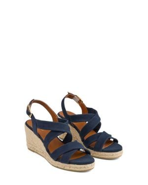 LK Bennett Mariana Slingback Espadrille Platform Wedge Sandal - Blue