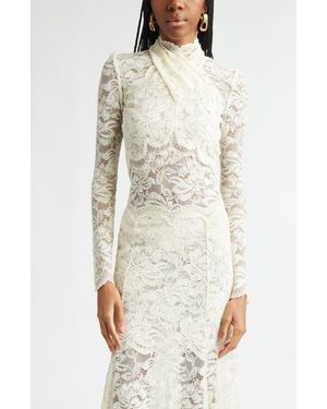 Rabanne Twist Front Scalloped Lace Top - White