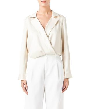 Endless Rose Satin Wrap Shirt - White