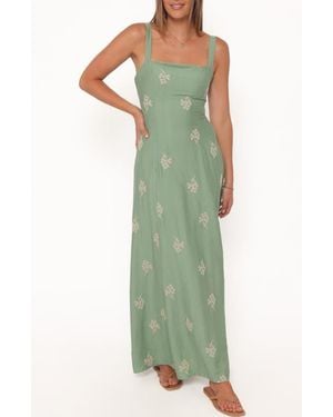 Petal & Pup Oregon Embroidered Square Neck Maxi Dress - Green