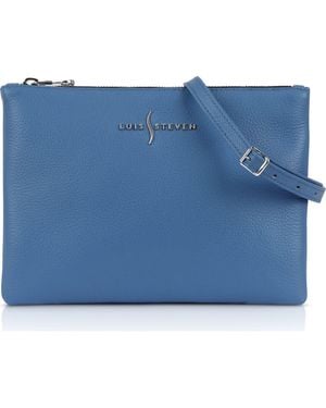 Luis Steven Crossbody Leather Pouch - Blue