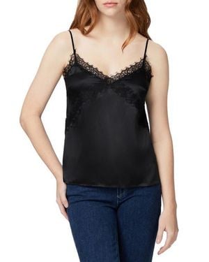 PAIGE Gwen Lace Trim Silk Camisole - Black