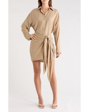 FAVORITE DAUGHTER The Sweet Talker Pinstripe Long Sleeve Shirtdress - Natural
