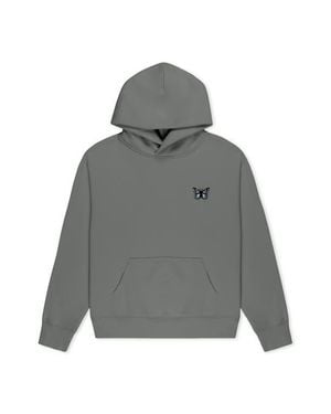 Alix Butterfly Relaxed Midweight Fleece Pullover Hoodie - Gray