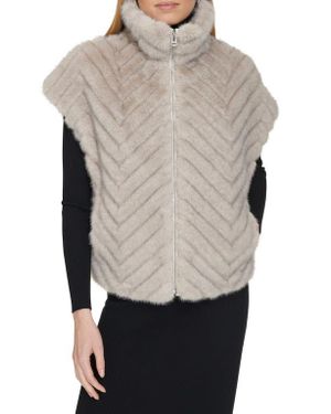 Cole Haan Chevron Faux Fur Vest - Gray