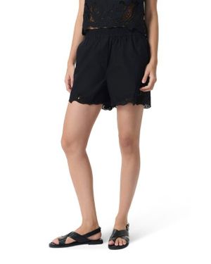 Rag & Bone Emma High Waist Lace Trim Cotton Shorts - Black
