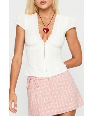 Princess Polly Speechless Eyelet Lace Trim Top - Pink