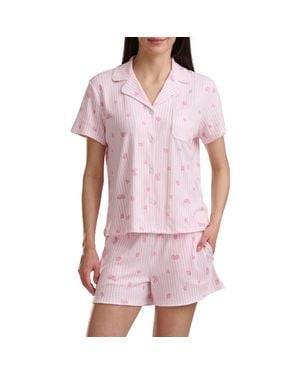 Splendid Notch Collar Short Pajamas - Purple