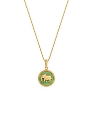Karma and Luck Tranquil Guardian Jade Elephant Necklace - Metallic