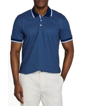 Con.struct Slim Fit Square Dot Short Sleeve Polo - Blue