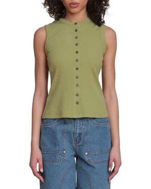 Avec Les Filles Sleeveless Rib Top - Green