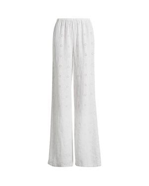 LoveShackFancy Cinna Linen Eyelet Pants - White