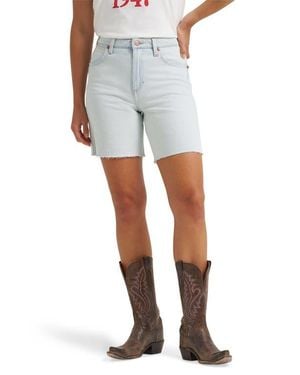 Wrangler Cowboy Cutoff Denim Longline Shorts - White