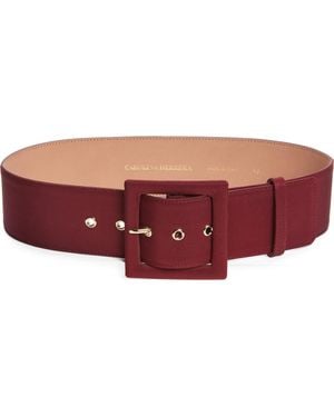 Carolina Herrera Icon Silk Faille & Leather Belt - Red