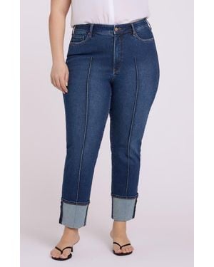 NYDJ Marilyn Cuffed Pintuck Straight Leg Jeans - Blue