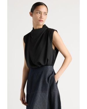 MODERN CITIZEN Allegra Gathered-Neck Sleeveless Blouse - Black