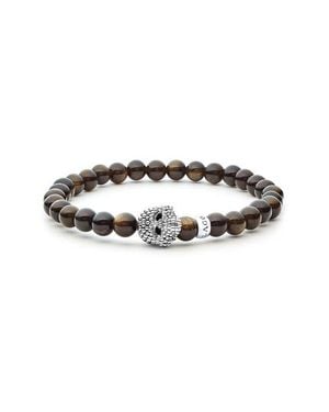 Lagos Anthem Golden Obsidian Skull Stretch Bracelet - Multicolor