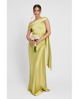 Six Stories Drape One Shoulder Bridesmaid Dress - Metallic