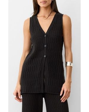 Marine Layer Ray Open Stitch Sweater Vest - Black