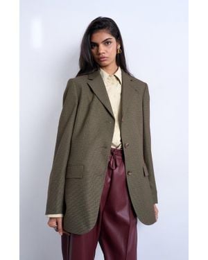 TOPSHOP Oversize Houndstooth Blazer - Brown