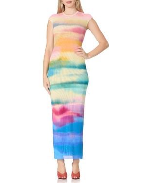 AFRM Mylo Print Mesh Maxi Dress - Blue