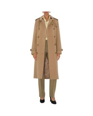Burberry Kensington Cashmere Trench Coat - Natural