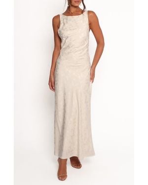 Petal & Pup Malie Jacquard Satin Maxi Dress - Natural