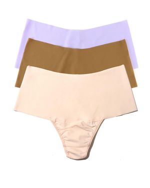 Hanky Panky Breathe Assorted 3-Pack High Waist Thongs - Natural