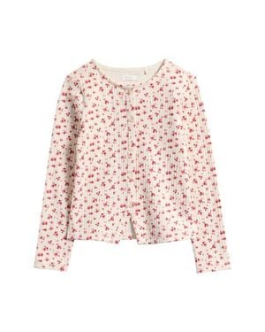 Next Kids' Long Sleeve Floral Cardigan - Pink