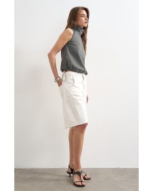 TOPSHOP Barrel Leg Jeans Shorts - White