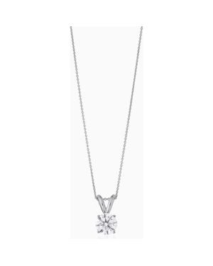 Oradina 14K Solid Luminous 1.5 Carat Lab Diamond Solitaire Necklace - Metallic