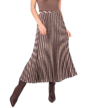 Halogen® Zig Zag Pleated Skirt - Brown