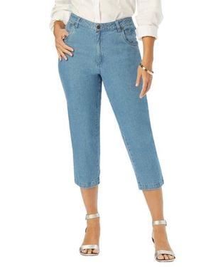 Jessica London Classic Cotton Denim Capri - Blue