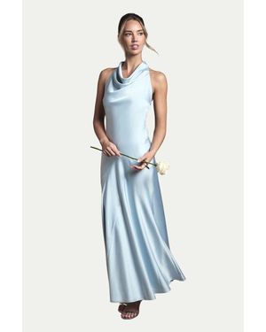 Oasis Cowl Halterneck Satin Bridesmaid Dress - Blue