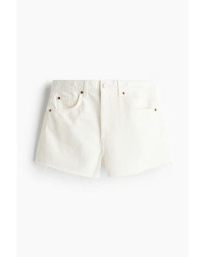 H&M Raw-Edge Denim Shorts - Natural