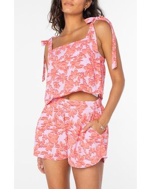 Roxy Sunny Adelaide Floral Crop Tank - Red