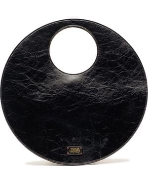 Frances Valentine Juno Round Crinkled Leather Crossbody Bag - Black
