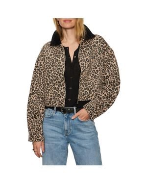 Sanctuary Leopard Print Crop Barn Jacket - Brown