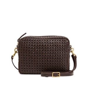 Clare V. Midi Sac Woven Leather Crossbody Bag - Brown