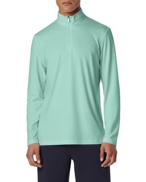 Bugatchi Quarter Zip Performance Pullover - Green
