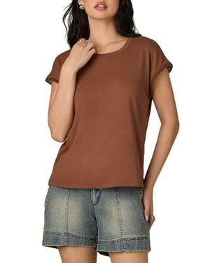 Wit & Wisdom Crochet Cap Sleeve Tee - Brown