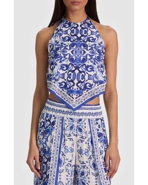 Alice + Olivia Frenchie Handkerchief Halter Top - Blue