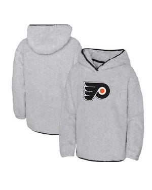 Outerstuff Girls Youth Philadelphia Flyers Ultimate Teddy Fleece Pullover Hoodie - Gray