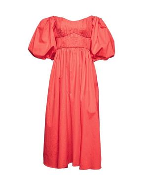 Vasiliki Farah Off-Shoulder Midi Dress - Red
