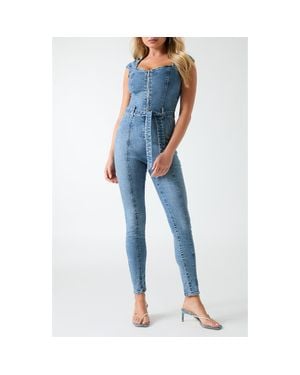 Guess Cassidy Tie Waist Jumpsuit - Blue