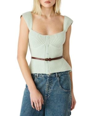 Steve Madden Preslee Belted Sweater Tank - Blue