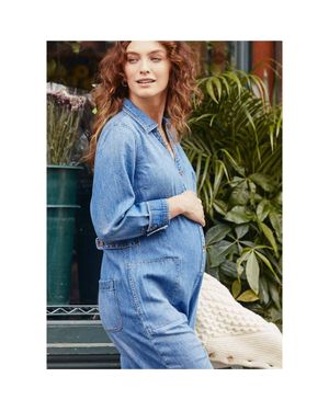 Hatch Collection The Everyday Nursing Denim Jumpsuit - Green