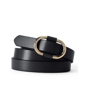 Lands' End Adjustable Skinny Leather Belt - Black